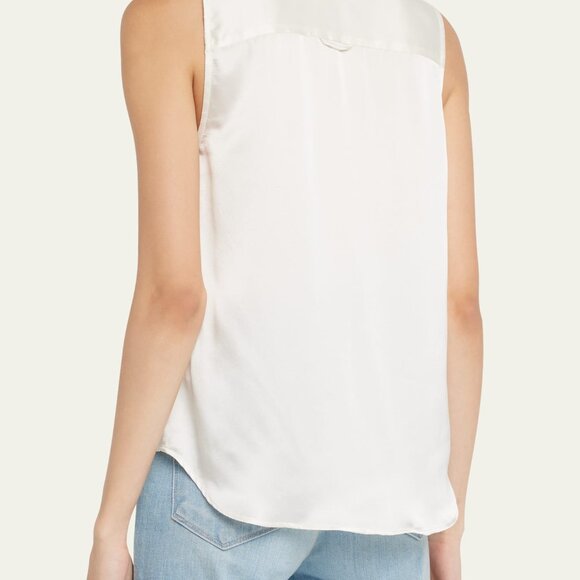 NWT L'Agence Emmy Sleeveless Silk Blouse In Ivory Size XL - Picture 5 of 7